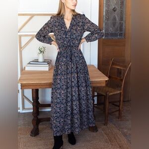 NWT EMERSON FRY sz S Frances 4 Basque Dress Artisan Flower Vines CURRENT Organic